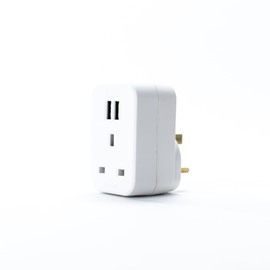 STATUS Multi USB Plug Adapter White | 2 Port USB Adaptor Plug Through | S2USBPTAWH1PK3