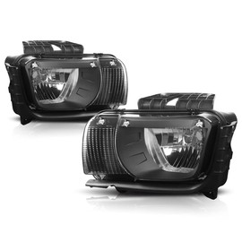 PM PERFORMOTOR PMHL-CCAM-1013-BC Black Housing Clear Corner Pair of Headlights Replacement Compatible with 2010-2013 Camaro Halogen Type