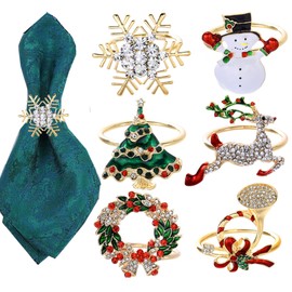 Christmas Napkin Rings Set of 6 Gold Metal Napkin Rings Holders for Holiday Christmas Dining Table Decoration Party Decor