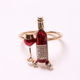 Wuluwala Napkin Buckle Holder 6Pcs Wine Bottle Wine Glass Napkin Ring Table Accessories