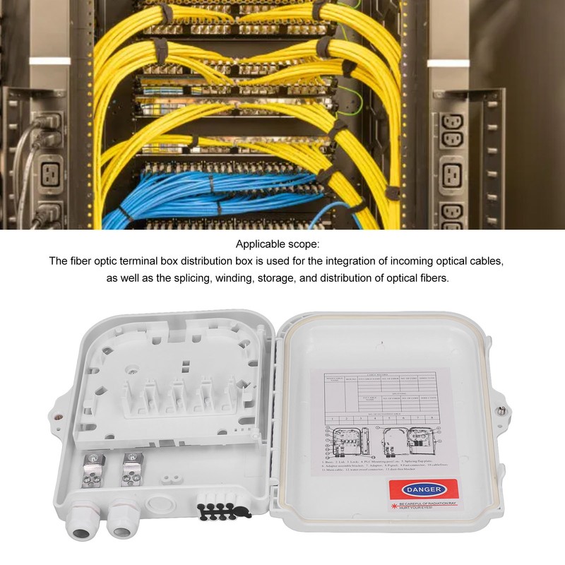 8 Core Fiber Distribution Box ABS Wall Mounted Fiber Optic