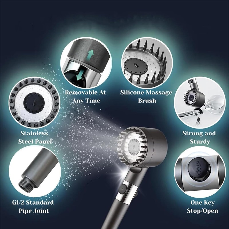 Cowenhey Ion Drops Shower Head, Filtered Shower Head with Massage