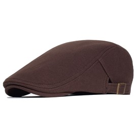 SAKTHIVEL Men's Cotton Peaked Cap Beret Flat Cap Beret Gatsby Newsboy Cap, A5 # Coffee Color