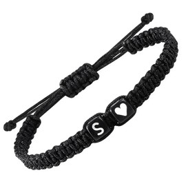 Matching Couple Bracelets Letter Initial Bracelet for Men Women Cute Anniversary Couple Gifts Long Distance Couple Gifts for Him Her Gifts for Boyfriend Girlfriend Son Bestfriend (S)