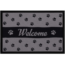 MoonWorks® Doormat Welcome Paw Dog Cat Door Mat for Pet Owners Non-Slip & Washable Black 60 x 40 cm