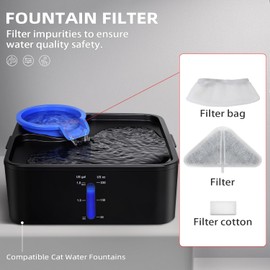 Filters Replacements for Automatic Pet Fountains，230oz/7L Dog Multiple Filtration Dog dispensor，Filtration System Pet Fountain Filters Replacement (6 Filter+6 Mesh Bag+6 Sponge)