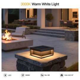 MVBT Solar Post Light, 11.8" Outdoor Modern Pillar Lights, Waterproof 3000K LED Patio Gate Column Lamp, Black Large Fence Deck Cap Lantern, Dusk to Dawn Driveway Garden Posts Landscape Lighting