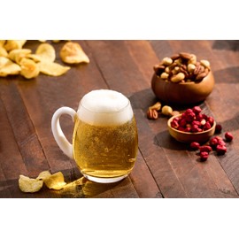 Barski - Calidad europea - Cristal hecho a mano - Taza grande transparente - Taza de zumo - con mango de ópalo (blanco) - 20 oz - Fabricado en Europa