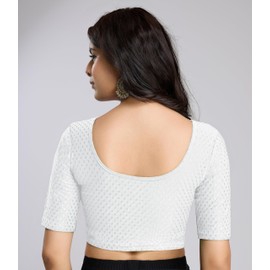 Trendmalls Women's Dobby Pure Cotton Elastin Stretchable Readymade Blouse (B01-Red-3XL)