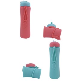 AIXXCUVQ Smiggle Water Bottle Foldable Collapsible Running Drinks Bottle For Gym And Sports Soft Water Bottle Running Silica Gel, A