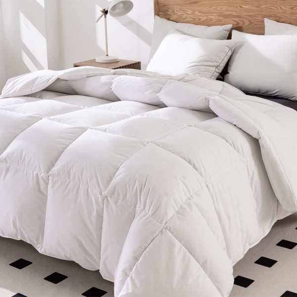 WENERSI Goose Feather Down Comforter King Size,Hotel Style Bedding Comforter,750+ Fill Power,1200TC,100% Organic Cotton Fabric,All Season White Duvet Insert with 8 Corner Tabs