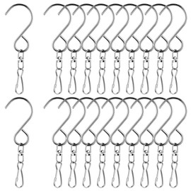 MBAIYO 20-Pack Swivel Hooks Clips, 360 Degree Wind Spinners Swivel Hooks Clips for Hanging Wind Spinners Wind Chime Parts Crystal Twisters Garden Bells Party Supply Suncatcher Supplies
