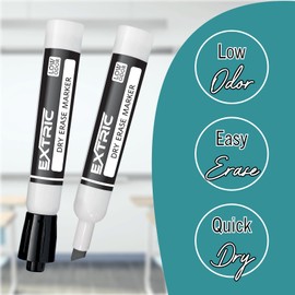 EXTRIC Black Dry Erase Markers, 12 Count Whiteboard Markers Chisel Tip, White Board Marker Dry Erase, Low Odor Chisel Tip Erasable Markers