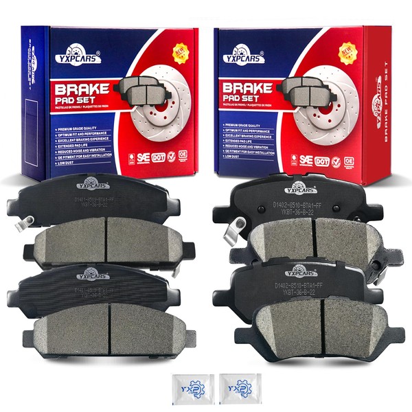 YXPCARS Ceramic Disc Brake Pads Set Front and Rear Replacement