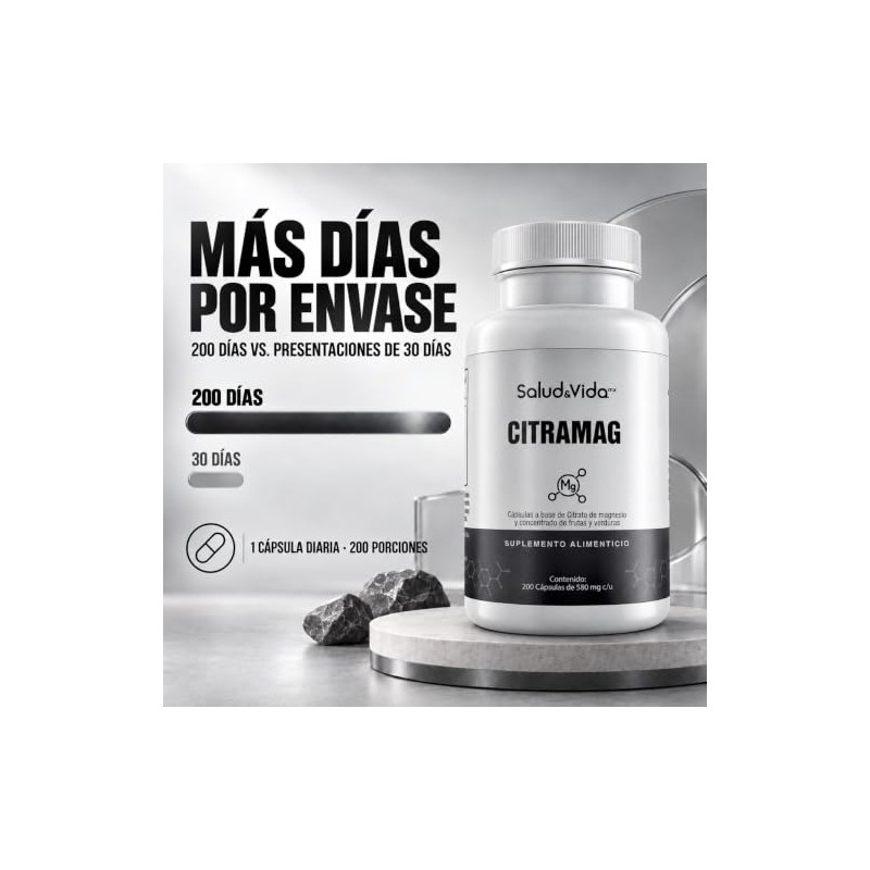 Citrato de Magnesio 500mg | Uno al día | 200