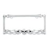 CLA Flaming Skull Metal License Plate Frame - Chrome