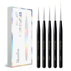 MelodySusie Nail Art Liner Brushes 5Pcs Professional Gel Polish Painting Art Design Pen Set for Thin Long Lines, Tiny Details, Fine Drawing, Delicate Coloring Sizes 5/7/9/11/20mm