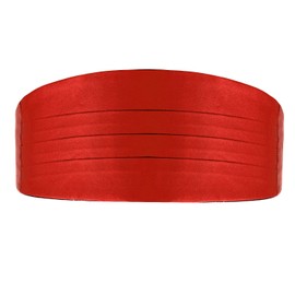 DonDon Men's triple pack with colour coordinated cummerbund bow tie breast pocket handkerchief perfect for special occassions - Red