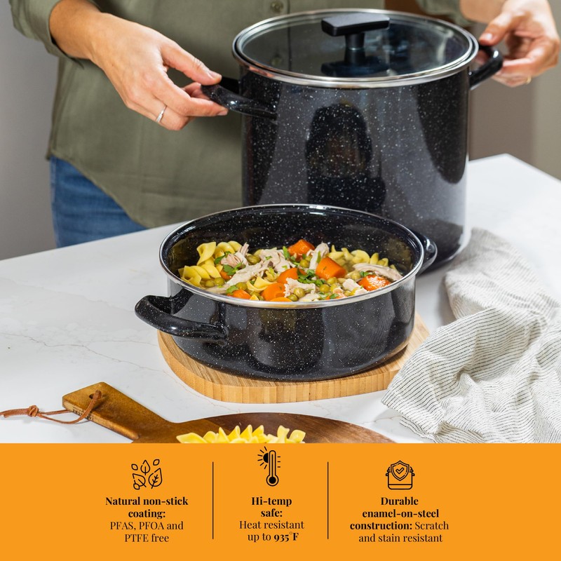 Granite Ware 3-Piece Cookware Set, 8 Qt Stock Pot &