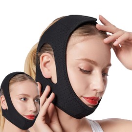 2 Pcs Adjustable Anti Snoring Chin Straps Unisex Chin Straps Sleeping Breathable Chin Straps Chin Straps Sleeping Reduce Snoring Anti Snoring Device Anti Snoring Solution（Black）