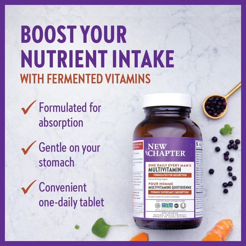 New Chapter Men's Multivitamin for Immune, Stress, Heart + Energy