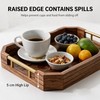 Wooden Serving Tray with Metal Handles, Acacia Wood Rectangular Decorative