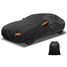 X AUTOHAUX Car Cover Outdoor Waterproof Sun Rain Snow Hail Protection with Left Side Door Zipper 210D-PU for Genesis G90 Sedan