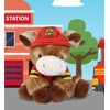 DolliBu Lying Brown Donkey Firefighter Stuffed Animal with Name Personalization