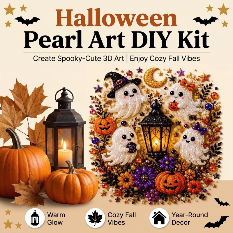 Halloween Pearl Diamond Art DIY Kit,Spooky Pearl Diamond Painting Craft