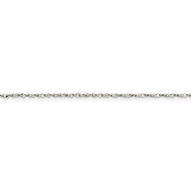Chain Necklace White Sterling Silver Link, Pendant Diamond-cut 16 in 1.2 mm