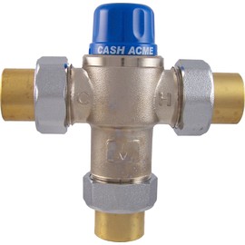 Cash Acme 1/2 Inch HG110-HX Thermostatic Mixing Valve with Sweat Connections and Integral Checks, Brass Plumbing Fitting, 24513