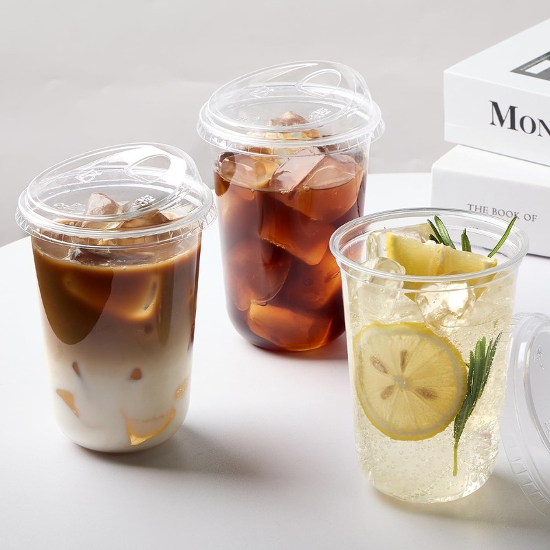 50 Pack 16 Oz Round Bottom Clear Plastic Cups with