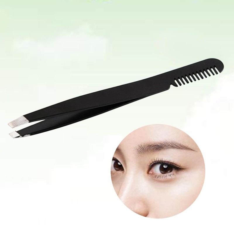 Ipetboom Eyebrow Tweezer Comb Stainless Steel Hair Removal Tool for