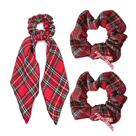 2 Checked Ribbon Hair Bobbles 2 Colon Hair Bobbles Red Hair Accessories for Girls Bow Hair Ties Ponytail Hair Bobbles Hair Ropes Hairstyle Fixation