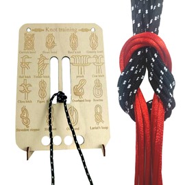 Learn Knot Training Board, Wooden Knot Tying Practice Board Kit with 16 Popular Knots and 10 Nylon Paracord DIY Outdoor Skills Tool for Outdoor Survival Climbing Camping A11DJXLB