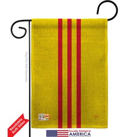 Breeze Decor GS108236-DB-03 South Vietnam Burlap Flags of The World Nationality Impressions Decorative Vertical 13" x 18.5" Double Sided Garden Flag Set Metal Fansy Wall Bracket Hardware