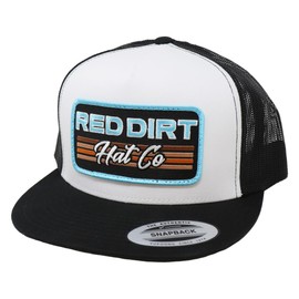 Red Dirt Hat Company Between The Line 5-Panel Adjustable Snapback Hat, Trucker Cap w/Ventilated Mesh Back & Snap Back Closure, Structured Baseball Cap for Men & Women - Black/White, One Size Fits All