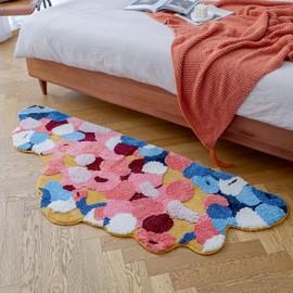 Colorful Moss Bathroom Rug Mat, Non-Slip Plush Soft Mats for Bedroom Living Room, Super Thick Carpet Runner Mat, Large Indoor Washable Microfiber Floor Rugs for Home Decorative