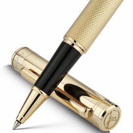 MCNTEIK Gold Rollerball Pen, Stunning Luxury Pen with Mesh Texture Design and 24K Gold Finish, Fancy Gift Set for Men & Women, Business Signature, Executive, Office, Nice Fancy Designer Pens