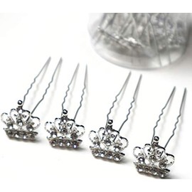 CLGIFT Set of 12 Rhinestone Hair Pins, Bridal Hair Accessories for Brides, Wedding Accessories, Wedding Hair Pins (Crown)