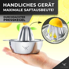 VALUXE® Premium Lemon Squeezer Stainless Steel - Citrus Juicer for Lemons, Limes & Oranges with 350 ml Container - Manual Lime Press, Lemon Squeezer Dishwasher Safe