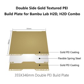 PEI Build Plate for Bambu Lab H2D, Double Side Textured PEI Sheet Flexible Spring Steel Plate Heated Bed Printing Platform for H2D 3D Printer