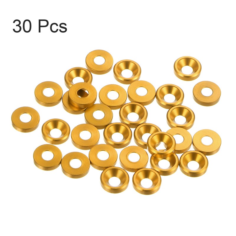 sourcing map 30pcs M3 Anodized Aluminum Alloy Countersunk Washers Screw