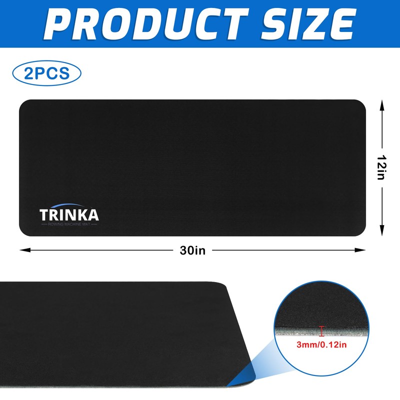 2PCS Non-Slip Rowing Machine Mats Protect Hardwood Floor Carpet