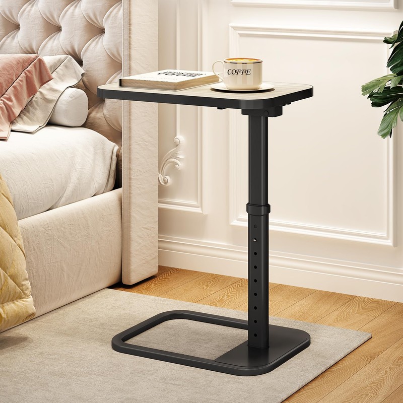 Kitstorack TV Tray Table, Adjustable Height & Rounded Metal Corners,