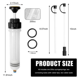 povtii 200cc Fluid Extractor, Automotive Fluid Extractor Pump, Manual Extraction and Filling Pump with Two Extraction Tubes, Universal Fluid Oil Change Evacuator Car Accessories