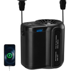 Gelielim Portable Waist Fan, 10000mAh Rechargeable Battery Powered, 18000RPM Strong Airflow, 3 Speeds & 25H Cooling, Wearable Personal Belt Fan with LED Light for Camping, Hiking, and Outdoor Work