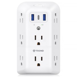 TROND Outlet Extender Surge Protector, 8 Outlet Splitter with 3 USB Ports(1 USB C), 1440J Electric Plug Multiplier, Multi Plug with ON/OFF, 3 Way Multiple Wall Extension Adapter for Home School Office