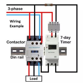 Electrodepot 220V Time Relay Switch Programmable 7 Day 24Hr timer 16 Shedules, Battery Backup