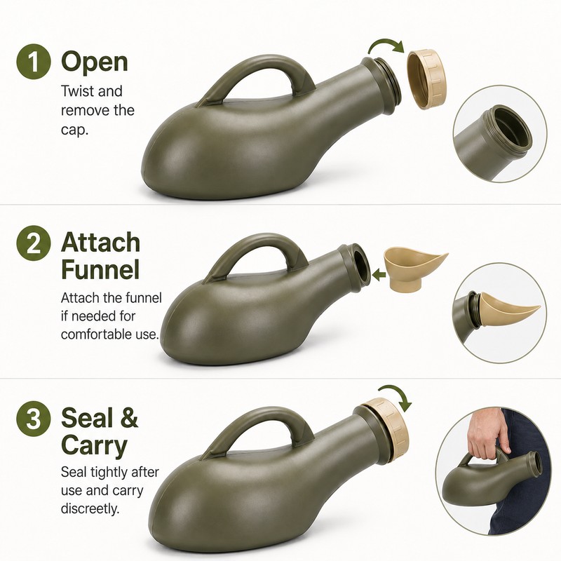 Portable Urinal Bottle for Travel & Camping – 1000ml Unisex